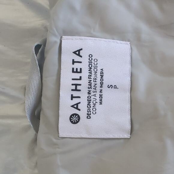 Athleta Puffer Vest Womens Silver Metallic Shiny Small Goose Down Puffy - Picture 7 of 12